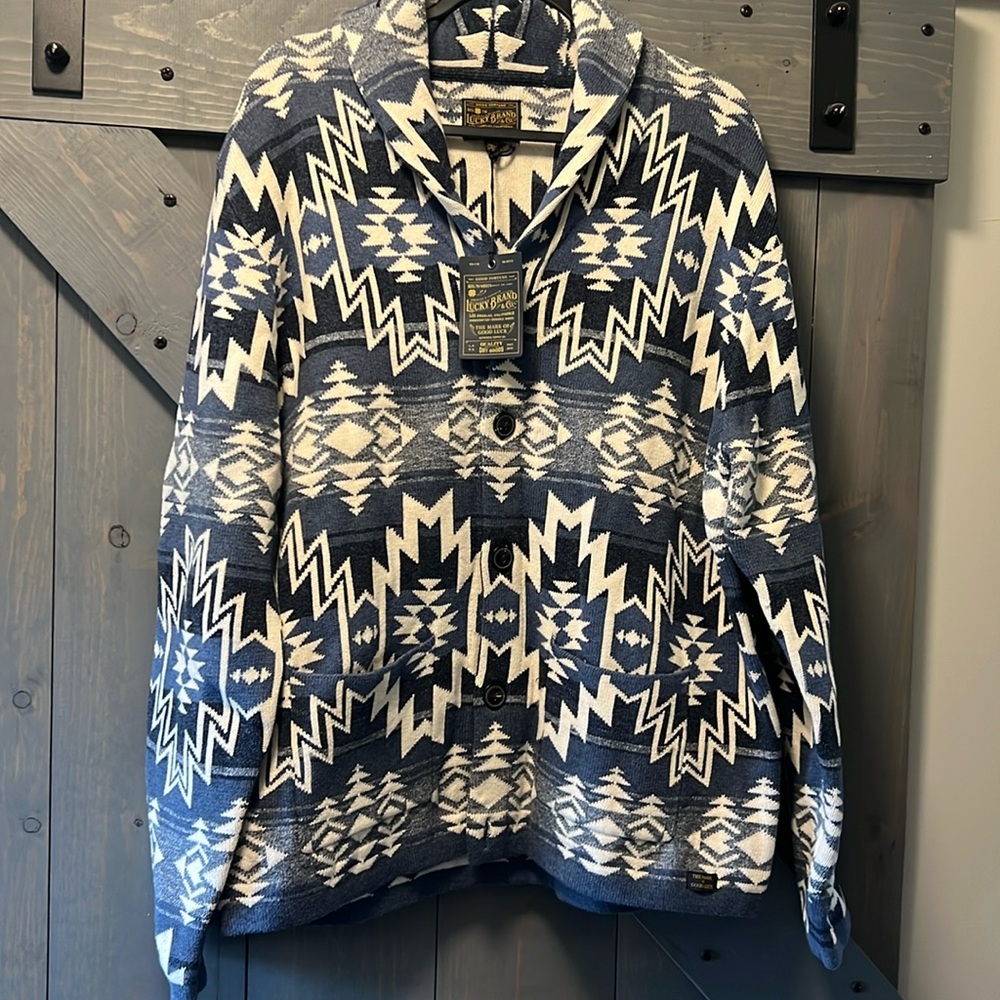 🍀 Lucky Brand Unisex Oversized Aztec Southwest Western Comfy Cadigan XXL NWT